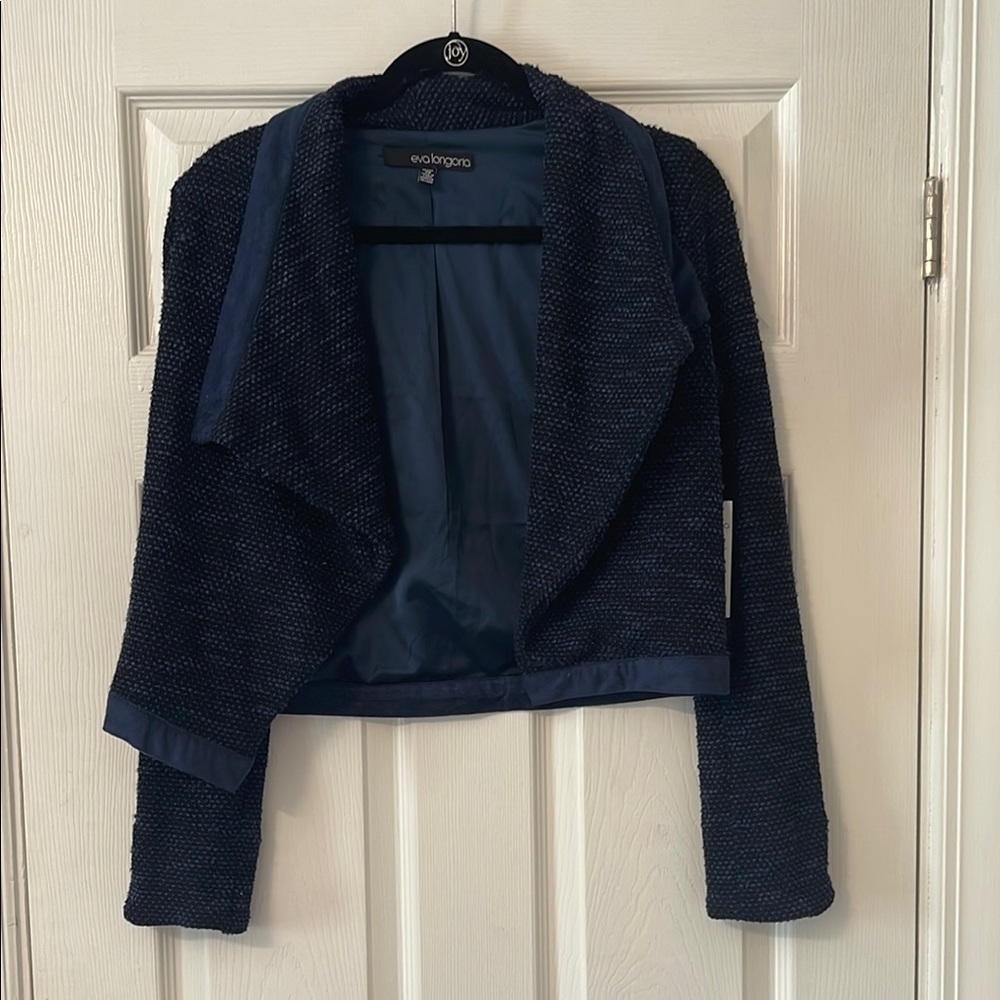 NWT The Limited Eva Longoria Blue Cropped Blazer with Tailored Fit size XS
